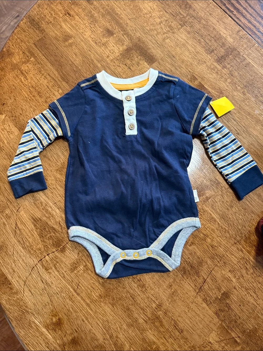 Burt’s Bees Baby Navy & Yellow Long-Sleeve Baby One-Piece Bodysuit